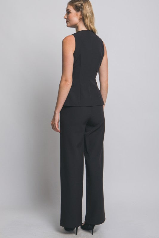 V-neck Top & Casual Pants Set