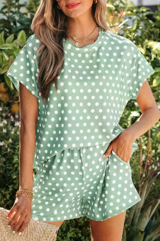 Polka Dot Print Short Set