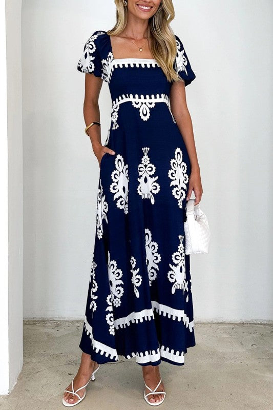 Patterned Bohemian Maxi Dress