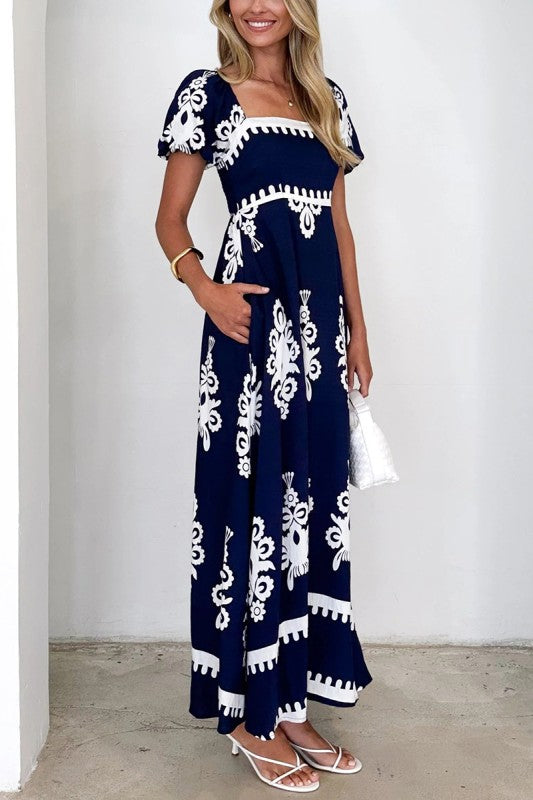 Patterned Bohemian Maxi Dress