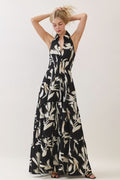 Sleeveless Halter Neck Tiered Maxi Dress