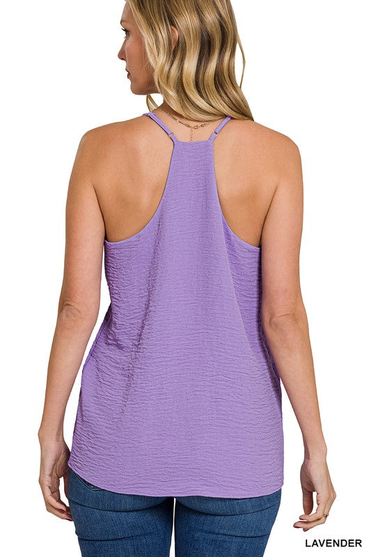 Woven Airflow Adjustable Strap V-neck Cami Top