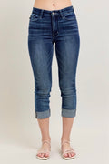 Dark Wash Cuffed Capri