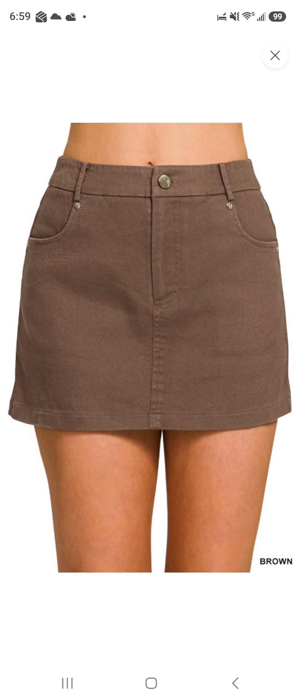 Cotton Twill Lined Miniskirt