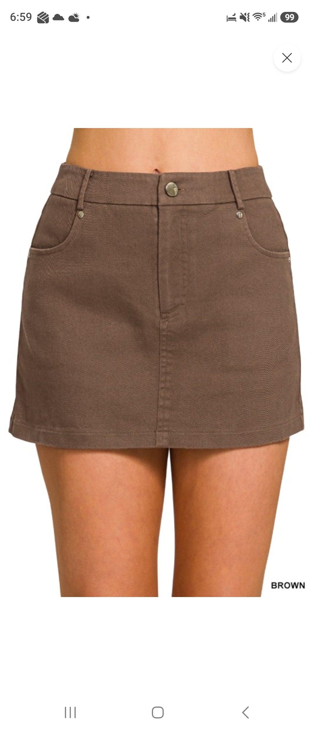 Cotton Twill Lined Miniskirt