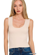 U-neck Seamless Cropped Tank Top Sand Beige